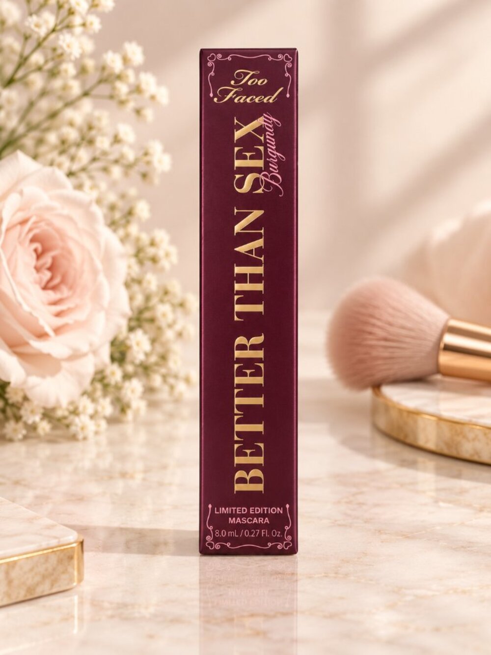 New in Box Too Faced Better Than Sex Burgundy Mascara Full Size 0.27 oz